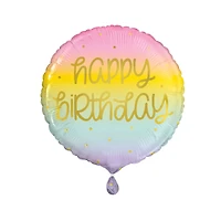 Pastel Rainbow "Happy Birthday" Balloon, 17 in