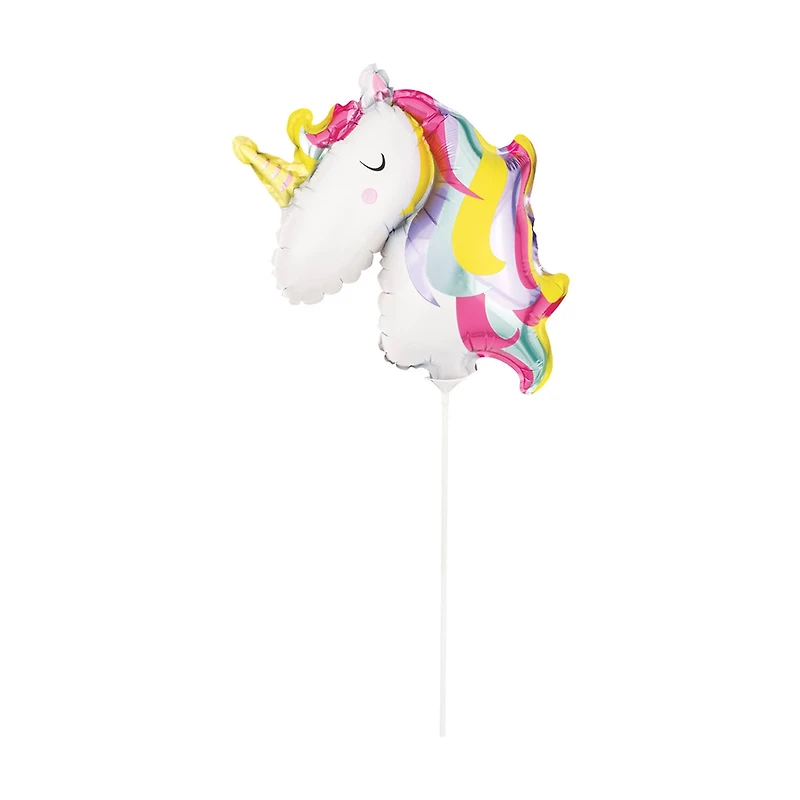 9-in. Foil Pastel Unicorn Balloon with Stick