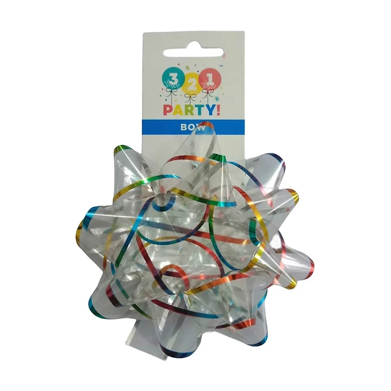 321 Party! Clear Rainbow Holographic Bow