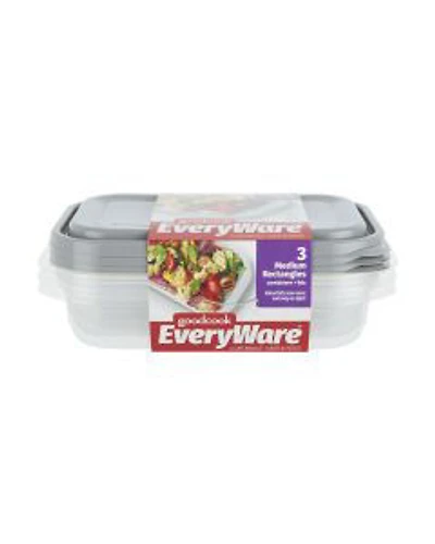 GoodCook Everyware 4 Cup Food Storage Containers, Rectangle, Medium, 3 ct