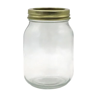 Glass Mason Jar with Metal Twist Lid, 16 oz