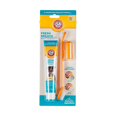 Arm & Hammer Advanced Care Fresh Breath Dog Dental Kit Vanilla Ginger Flavor, 2.5 oz.