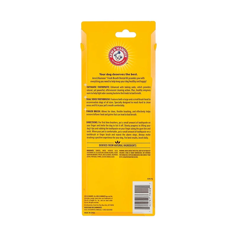 Arm & Hammer Advanced Care Fresh Breath Dog Dental Kit Vanilla Ginger Flavor, 2.5 oz.