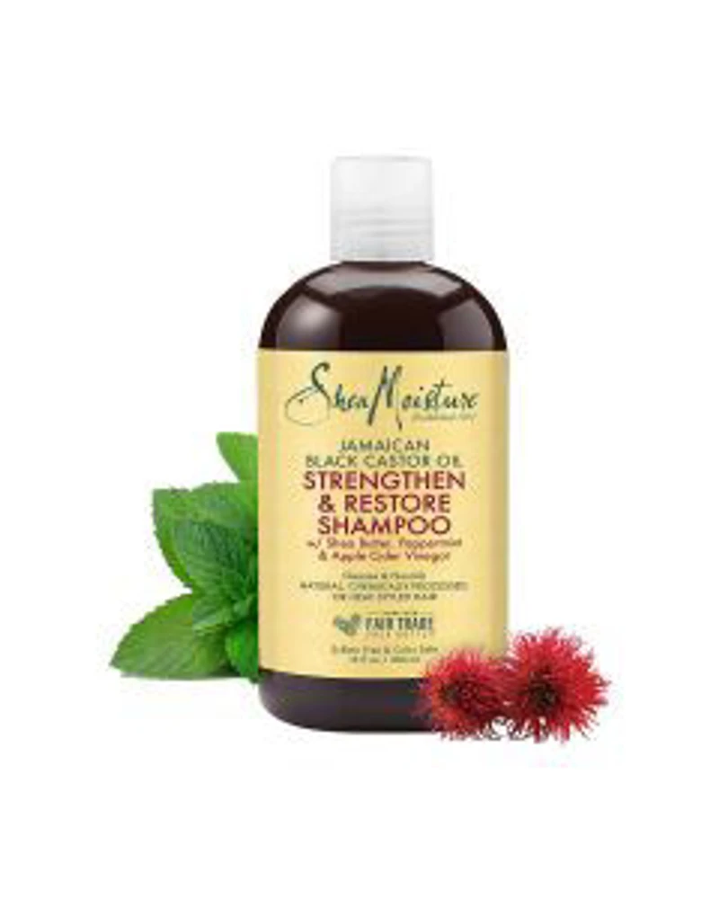 SheaMoisture Strengthen and Restore Shampoo 100% Pure Jamaican Black Castor Oil, 13 oz