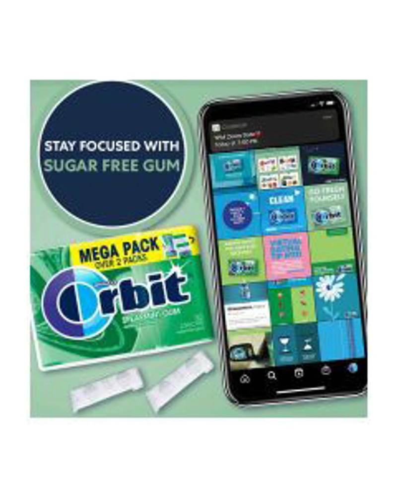 Wrigley's Orbit Spearmint Sugar Free Chewing Gum Mega Pack, 30 ct