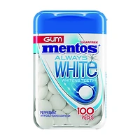 Mentos Always White Sugar Free Gum, Peppermint, 100 ct