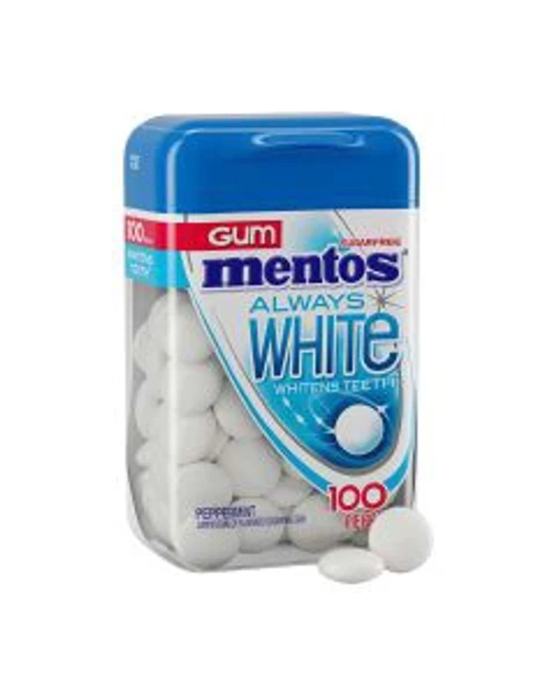 Mentos Always White Sugar Free Gum, Peppermint, 100 ct
