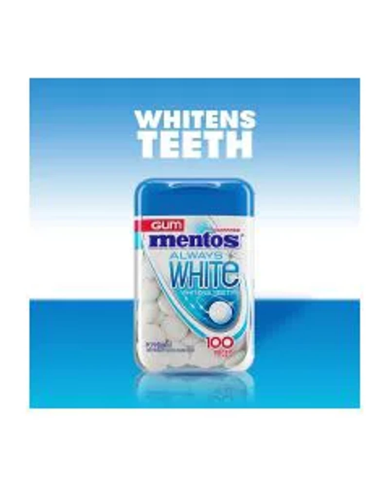 Mentos Always White Sugar Free Gum, Peppermint, 100 ct