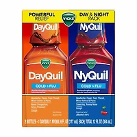 Vicks DayQuil & NyQuil Cherry Cold & Flu Relief Liquid Over-the-Counter Medicine, 8 oz, 2 pk