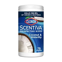 Clorox Scentiva Disinfecting Wipes, Coconut and Waterlily, 75 Count