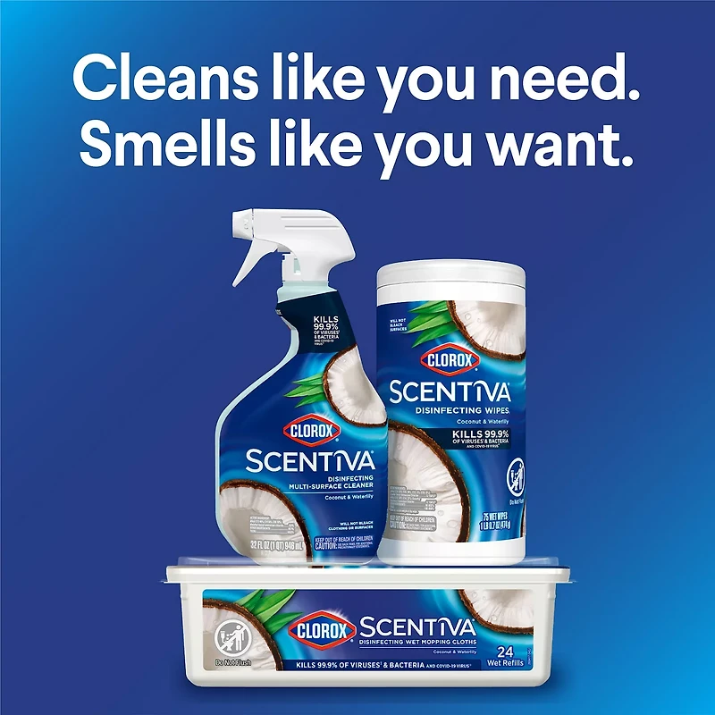 Clorox Scentiva Disinfecting Wipes, Coconut and Waterlily, 75 Count