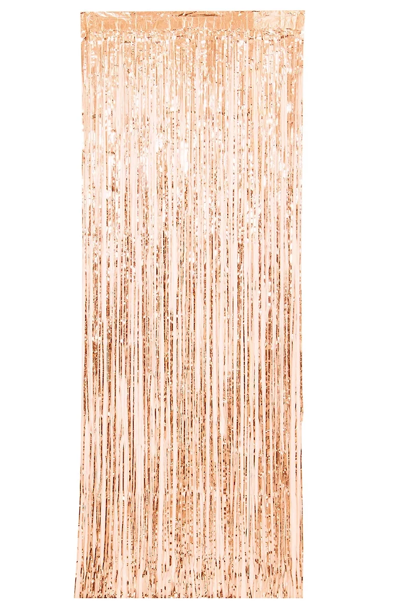 Foil Rose Gold Fringe Door Curtain, 3 x 8 ft.