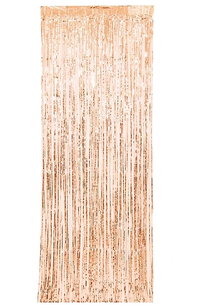 Foil Rose Gold Fringe Door Curtain, 3 x 8 ft.