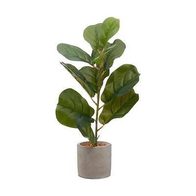 Faux Ficus Plant in Cement Pot