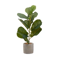 Faux Ficus Plant in Cement Pot