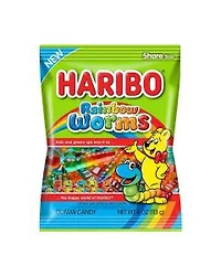 Haribo Rainbow Worms Gummi Candy, 4 oz