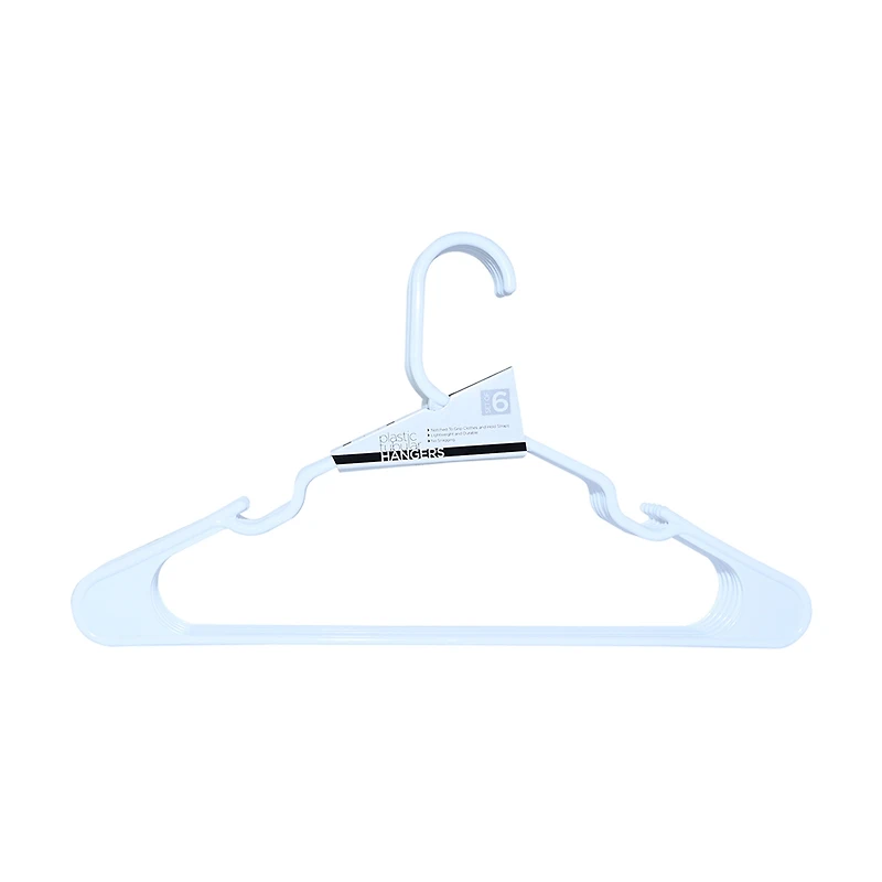 White Plastic Hangers, 6 PK