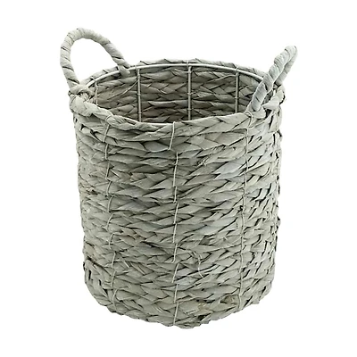 White Washed Round Rush Basket, Large