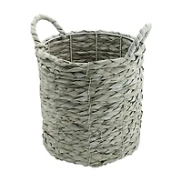 White Washed Round Rush Basket, Large