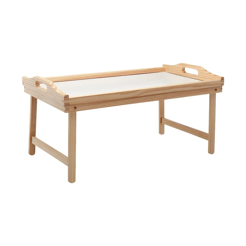 White Wooden Collapsible Serving Tray, 18 in.