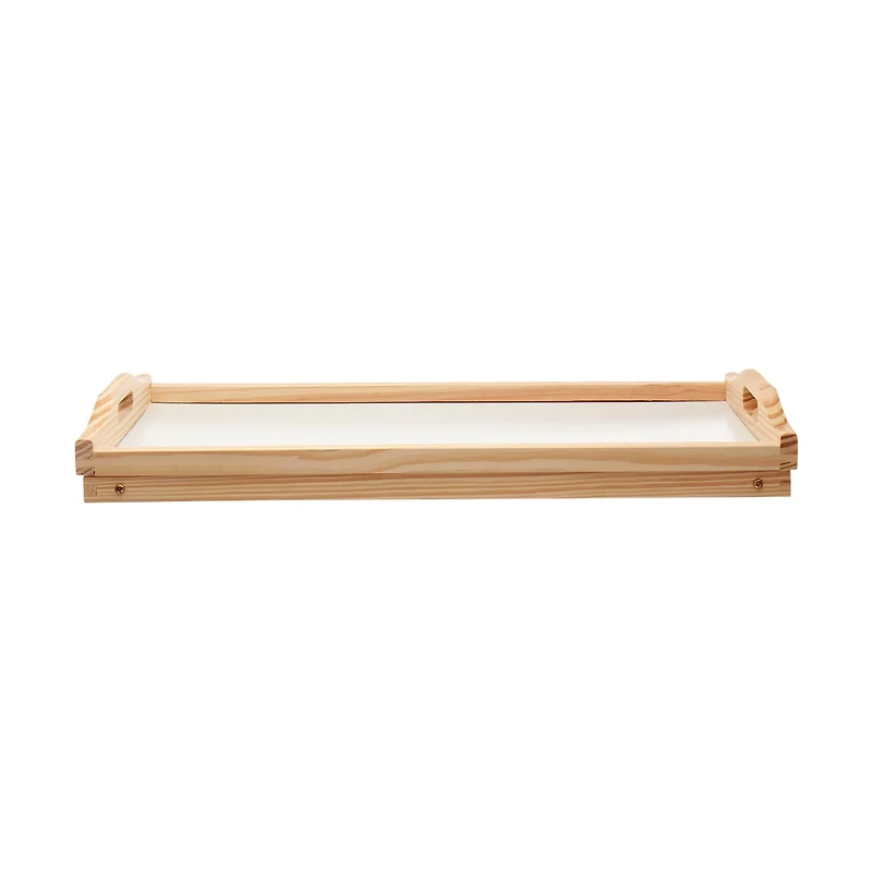 White Wooden Collapsible Serving Tray, 18 in.