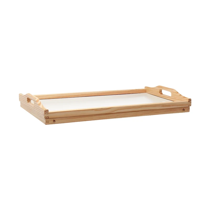 White Wooden Collapsible Serving Tray, 18 in.