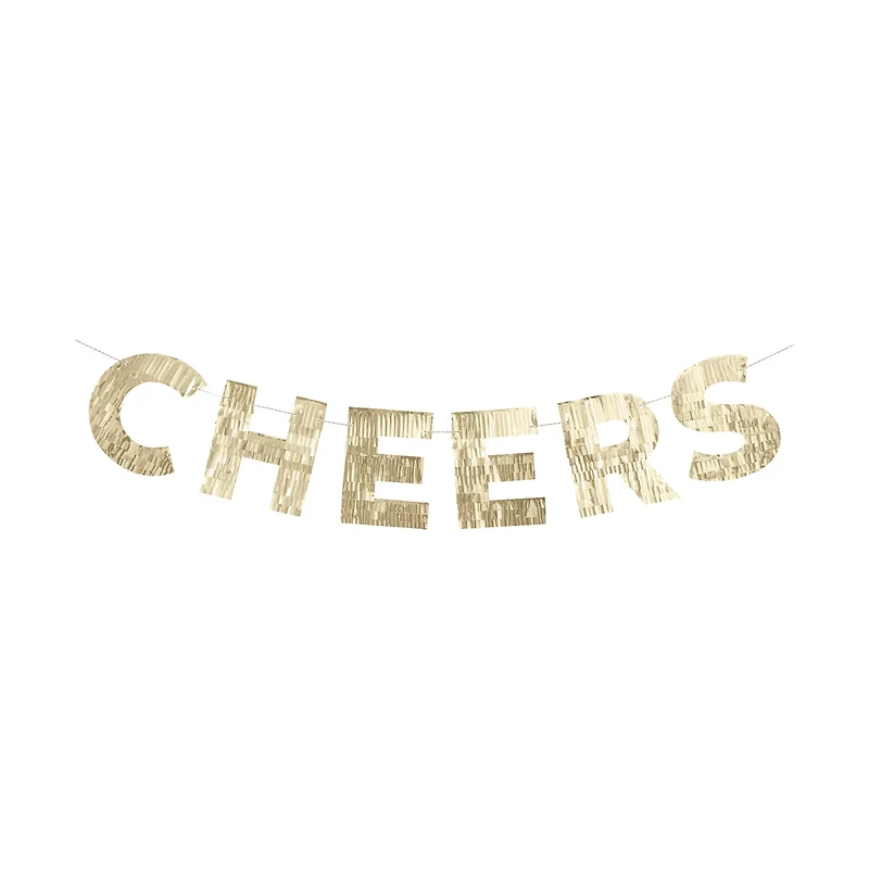 "Cheers" Gold Foil Fringe Banner, 4 ft.