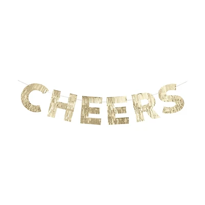 "Cheers" Gold Foil Fringe Banner, 4 ft.