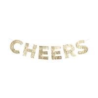 "Cheers" Gold Foil Fringe Banner, 4 ft.