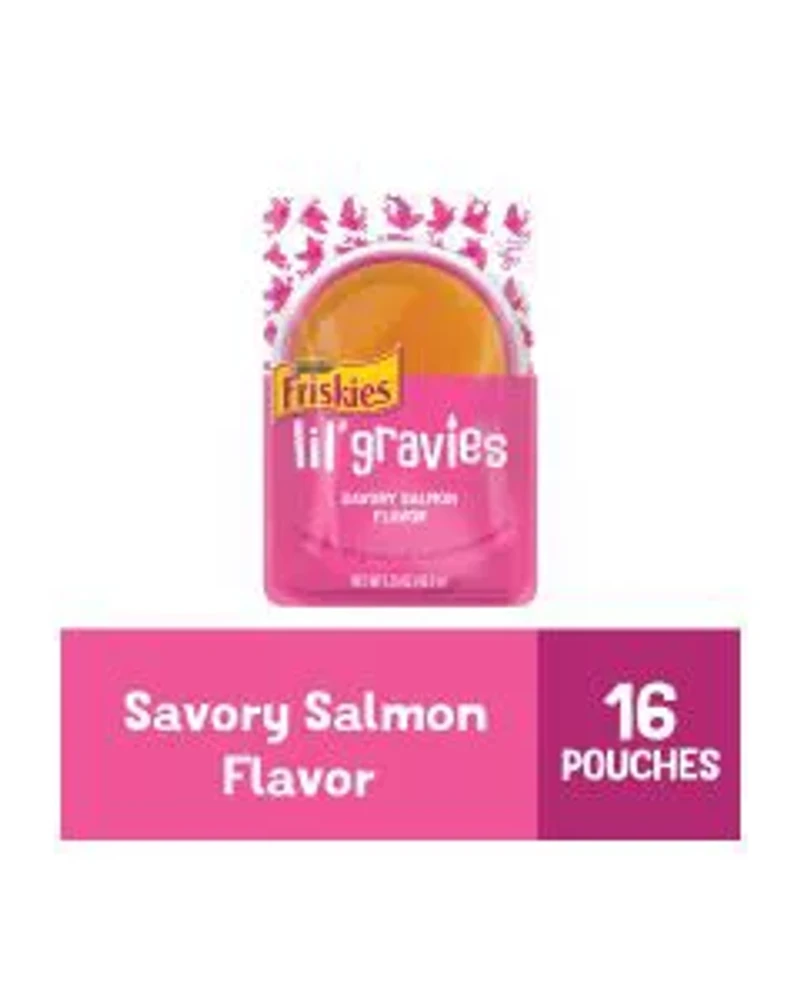 Purina Friskies Lil' Gravies Savory Salmon Flavor Complement Cat Food, 1.55 oz