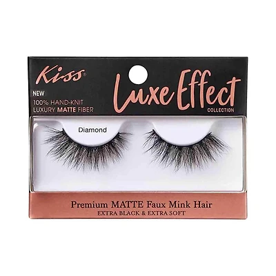Kiss Luxe Effect Premium Matte Faux Mink Hair Eyelashes, Extra Black