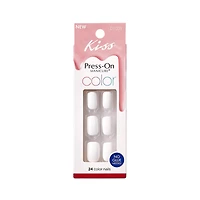 KISS Color Press-On Manicure Fake Nails, ‘White Noise’ - 24 Pieces