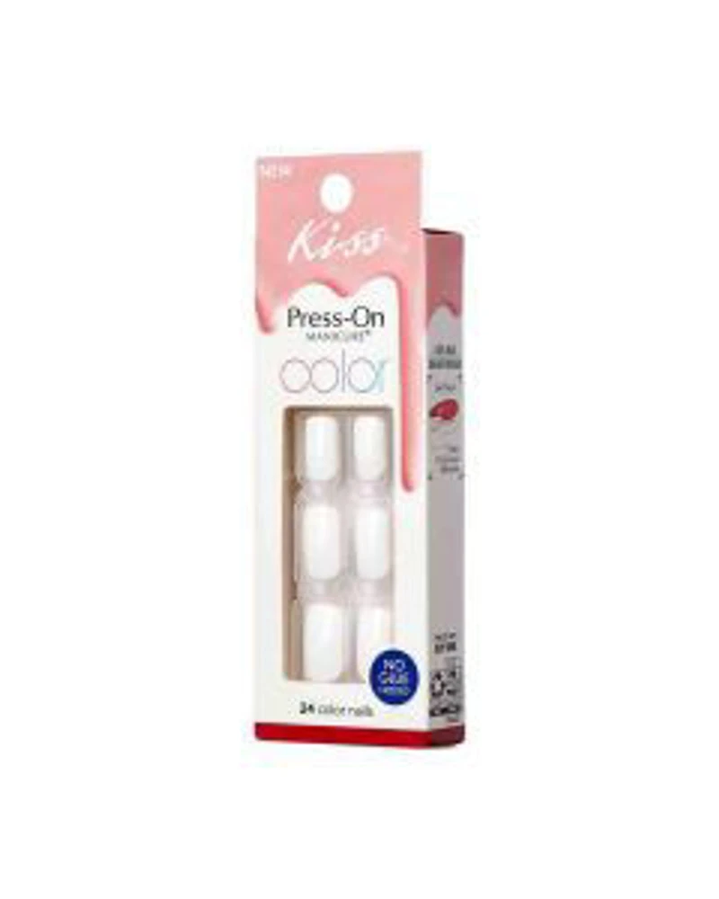 KISS Color Press-On Manicure Fake Nails, ‘White Noise’ - 24 Pieces