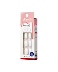 KISS Color Press-On Manicure Fake Nails, ‘White Noise’ - 24 Pieces