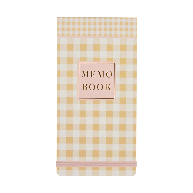 Yellow Gingham Memo Book with Elastic
