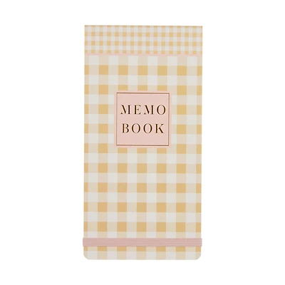 Yellow Gingham Memo Book with Elastic