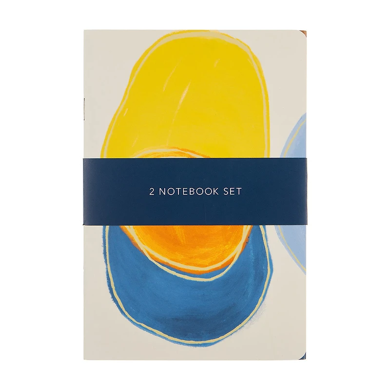 Printed Striped Journal with Loop, Set of 2