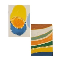 Printed Striped Journal with Loop, Set of 2