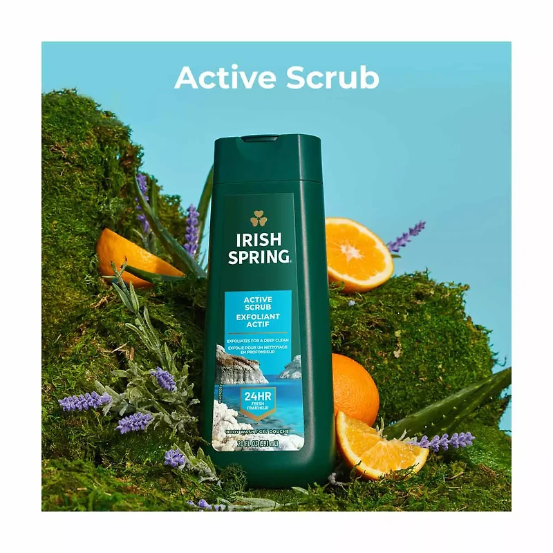 Irish Spring Active Scrub Moisturizing Face & Body Wash, 20 fl oz