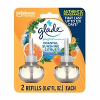 Glade Plug Ins Scented Oil Air Freshener Refills, Coastal Sunshine Citrus™, 0.67 oz, 2 ct