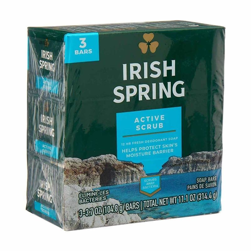 Irish Spring Barsoap Active Scrub, 3 pk