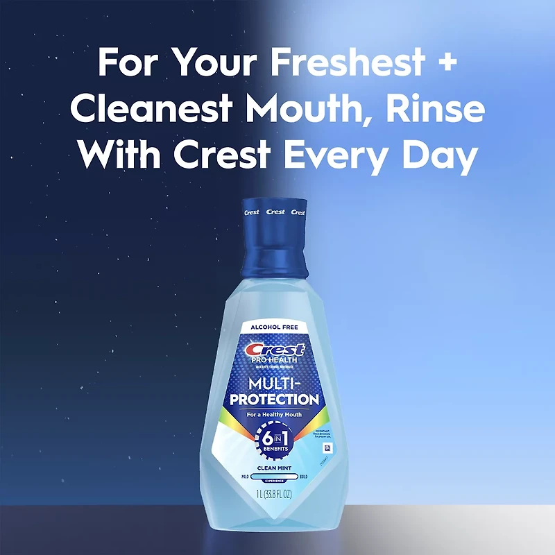 Crest Pro-Health Multi-Protection 6 in 1 Mouthwash, Clean Mint, 1 L