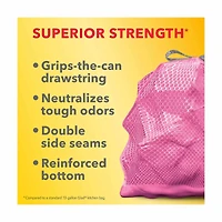 Glad ForceFlex MaxStrength Tall Kitchen Drawstring Trash Bags with Cherry Blossom Febreze, 13 gal,  20 ct