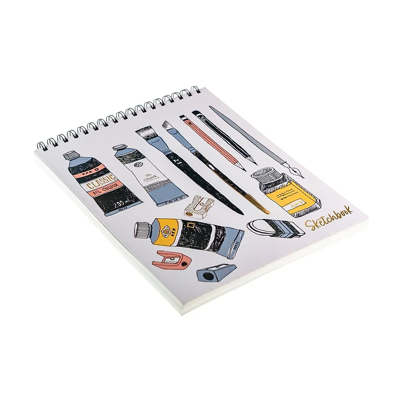 Large Sketchbook with Drawing Tools Design, 9 in x 11 in