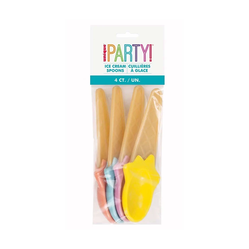 Plastic Pastel Ice Cream Spoons, 4 Count