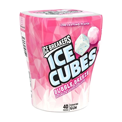 ICE BREAKERS Ice Cubes Bubble Breeze Sugar Free Chewing Gum Bottle, 3.24 oz (40 Pieces)