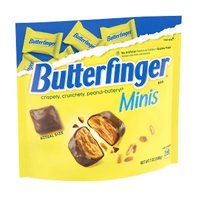 Butterfinger Minis Candy Bars, Crispety Crunchety Peanut-Buttery Bars, Individually Wrapped, 7 oz Bag