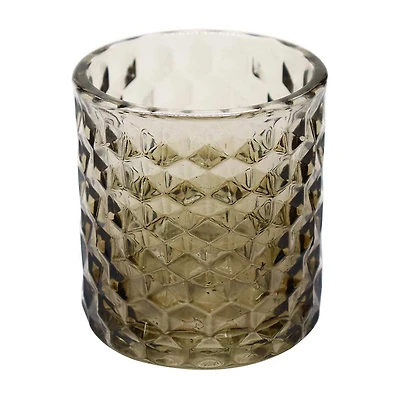 Embossed Diagram Glass Tumbler, Amber