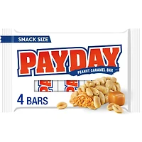 PAYDAY Peanut Caramel Snack Size, Candy Bars, .7 oz (4 Count)