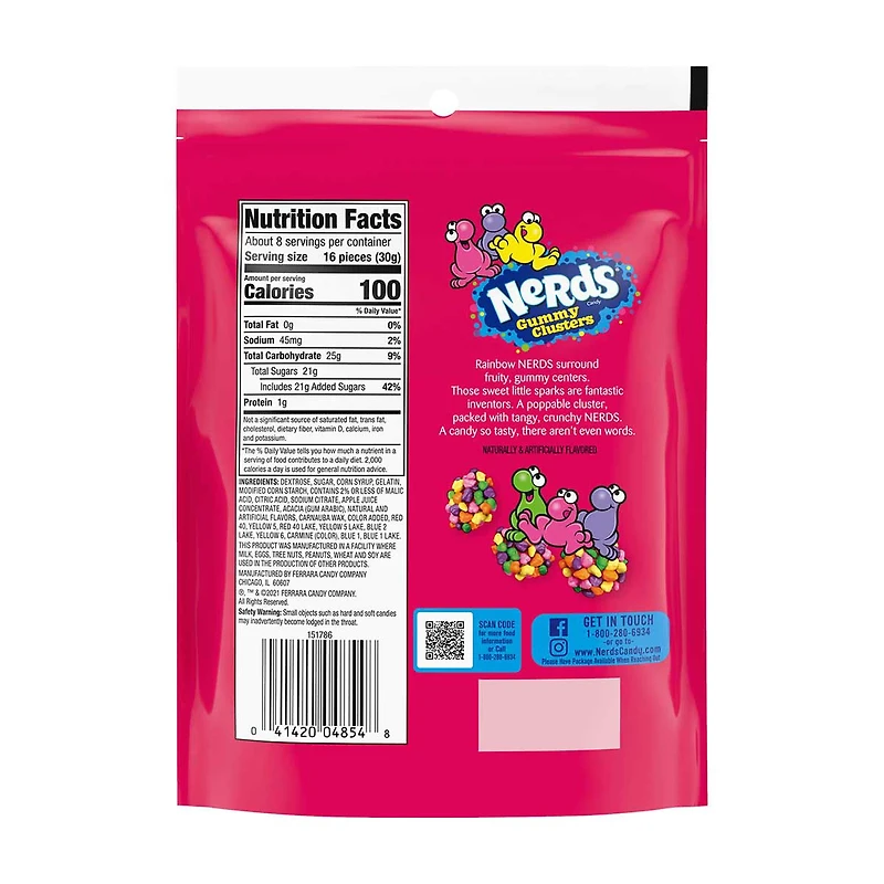 NERDS Gummy Clusters, Rainbow, 8 oz